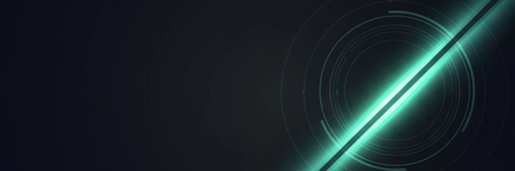 Abstract dark banner with mint and aqua light sweep